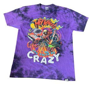 Hot Wheels X Broken Promises Tie-Dye T-Shirt Crazy Graphic Medium Purple & Black